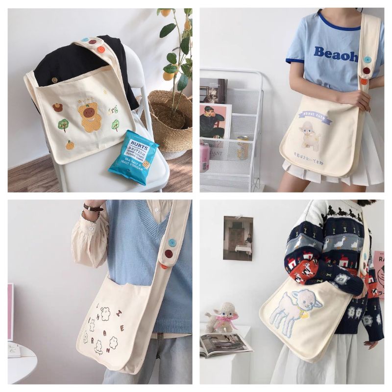 Túi tote, túi đeo chéo, đeo vai nữ cute, dễ thương quá phong cách Hàn Quốc