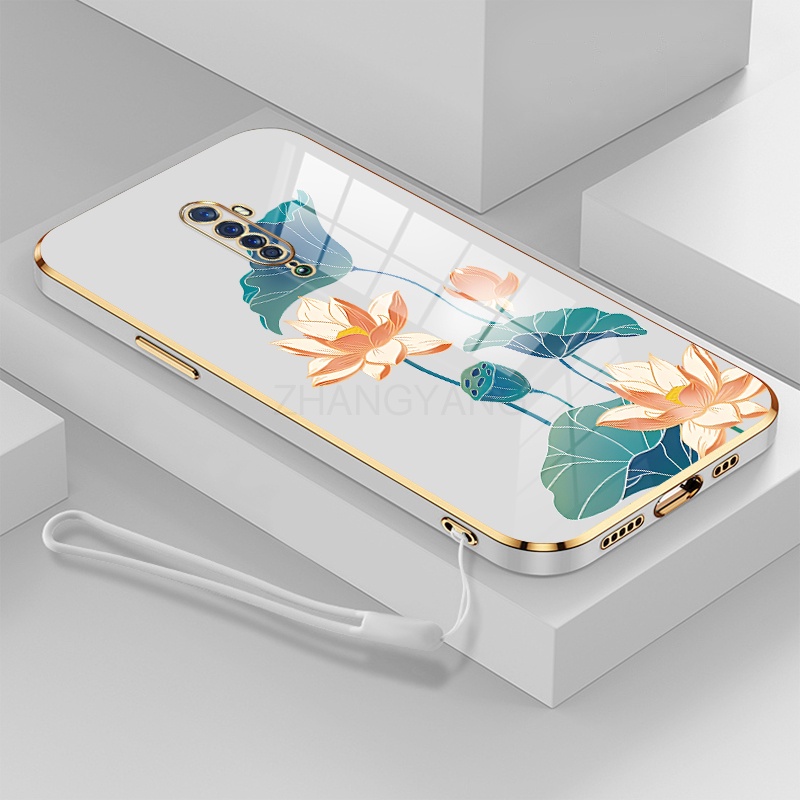 Ốp lưng oppo reno2 f oppo reno 2 oppo reno Ốp Điện Thoại TPU Dẻo Mạ Màu Họa Tiết Hoa Sen Sang Trọng