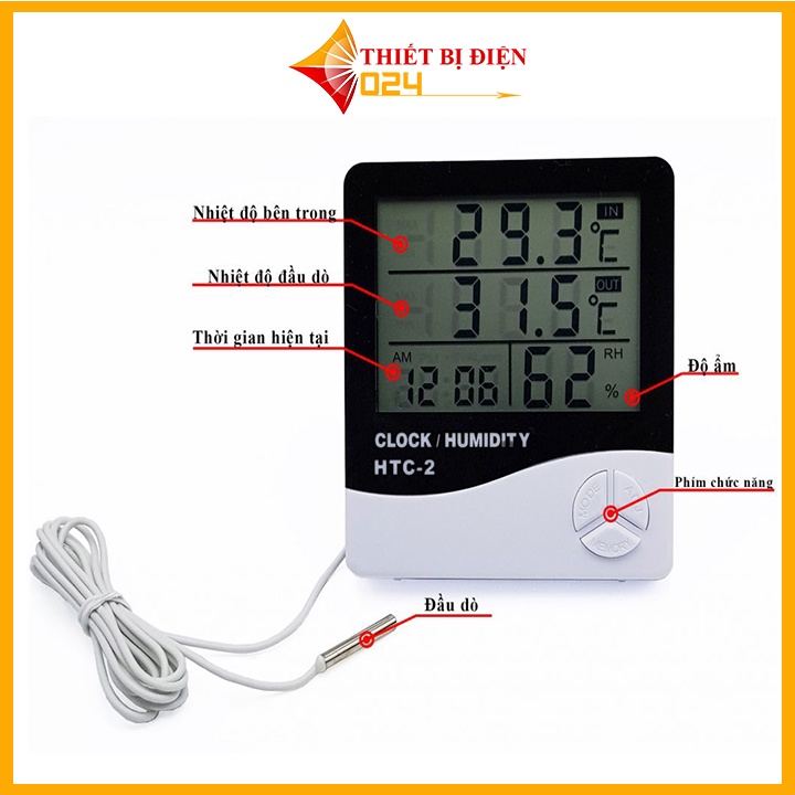 Đồng hồ đo nhiệt độ, đồng hồ đo độ ẩm HTC2 màn hình LCD
