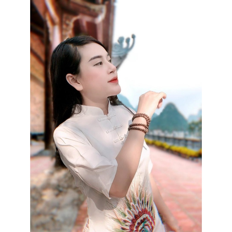 Đồ lam đi chùa bé gái - Bộ Đi Lễ Chùa Lụa Đẹp Cao Cấp Trang Nhã Họa Tiết Thêu Chim Công BÉ- AL029