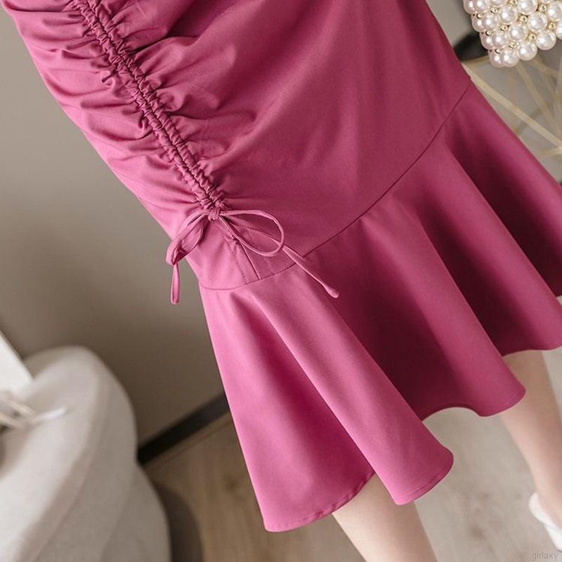 Chân váy đuôi cá cạp cao đơn giản cổ điển Hàn Quốc cho nữ