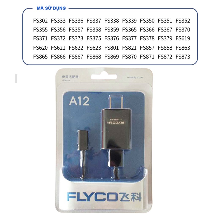 Sạc Flyco A12, A10, A09, A06 dùng cho Fs378, fs375, fs339, fs318, fs871, fs808...chính hãng