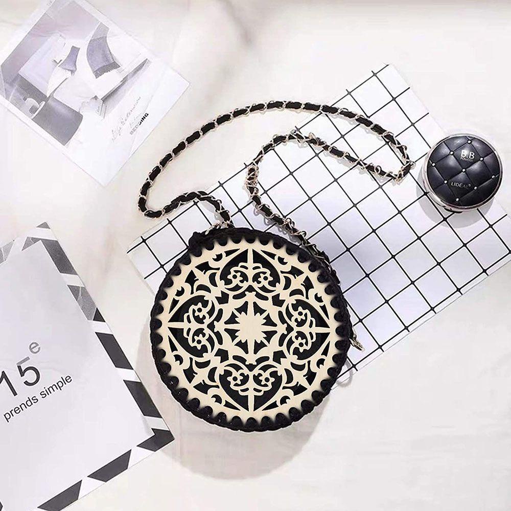 WTTLE Bộ 2 Giỏ Đan Len Bằng Gỗ Tự Nhiên DIY