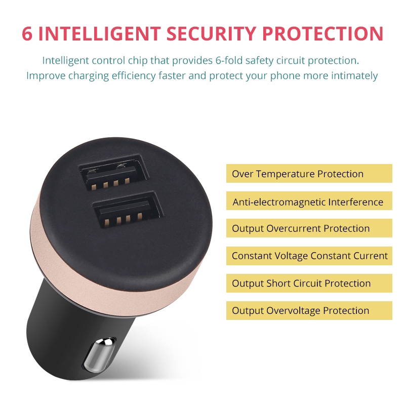 Sạc điện thoại trên xe hơi 5V 2.1A 2 cổng USB màn hình hiển thị LCD