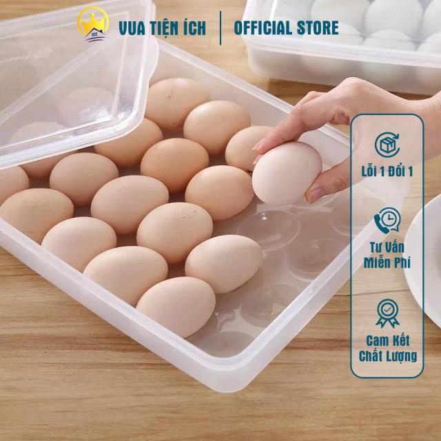 Hộp đựng trứng 24 quả - Khay nhựa đựng trứng gà, vịt để tủ lạnh có nắp đậy tiện dụng
