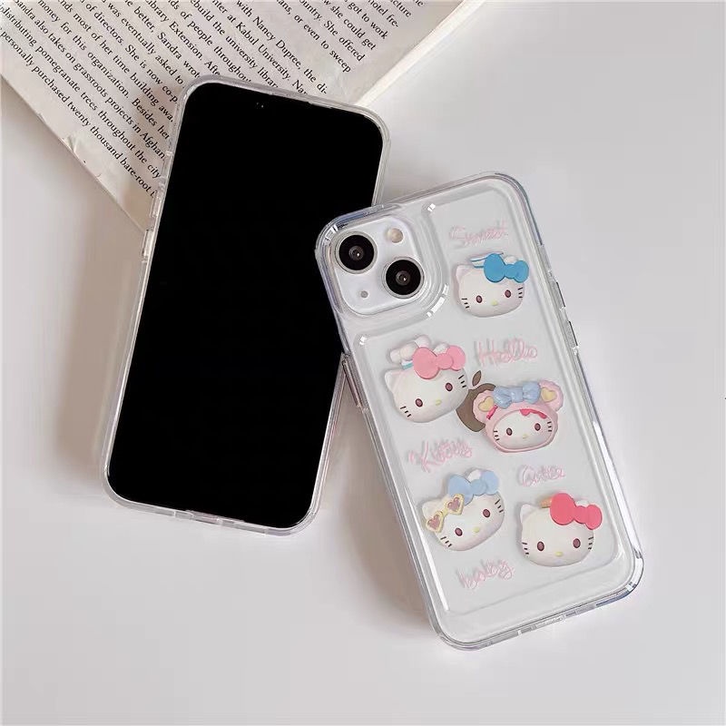 Ốp Điện Thoại HELLO KITTY Cạnh Mềm Chống Sốc Chống Rơi Cho iPhone 11 13 12 X XS Pro Max XR 12 13 Mini