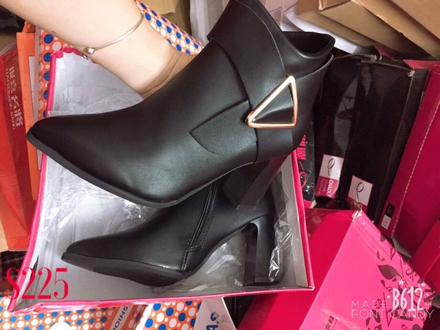 Bốt da cổ 2 vạt 5 phân S225