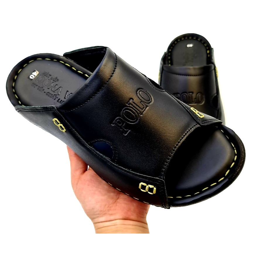 Dép su quai ngang nam da bò thật cao cấp, dép thời trang-Kinson Shop