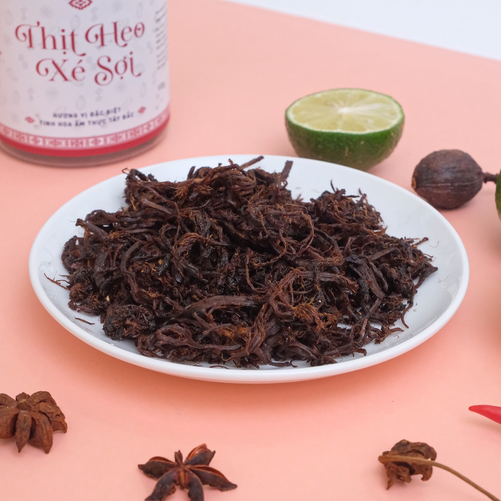 Thịt heo khô xé sợi VIETGOURMET, khô heo không chất bảo quản, hương vị tây bắc 100g