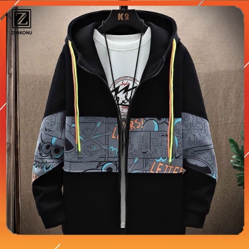 [Mẫu mới] Áo Khoác Hoodie Unisex Nam Nữ Dài Tay Có Mũ Viền Chữ Phong Cách Trẻ Trung Zenkonu AO KHOAC NAM 1000038