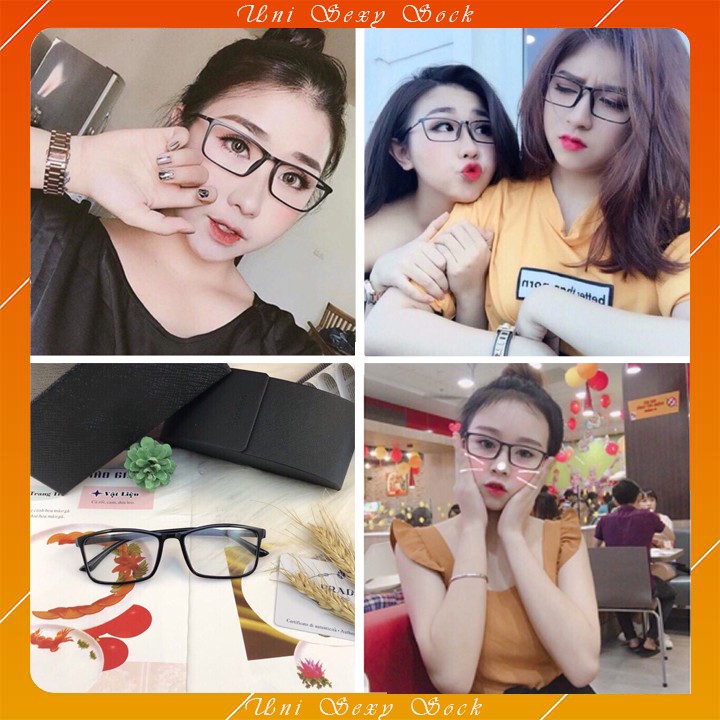 Mắt kính giả cận gọng dẻo Hàn Quốc, Kính mắt nam nữ Form vuông thời trang Hot Trend, Siêu Đẹp 💖