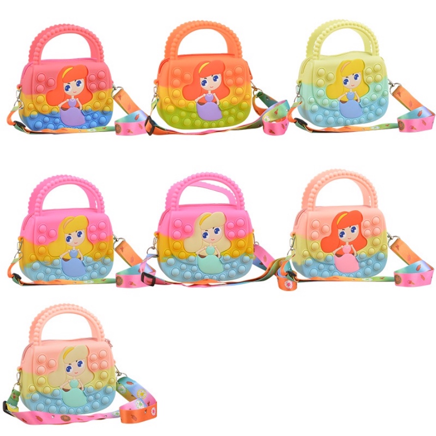 [Hàng Có Sẵn] Túi Đeo Chéo Vai Bằng Silicon Hình Công Chúa Disney Đáng Yêu Đựng Tiền Xu Đồ Chơi Fidget Spinner Quà Tặng Cho Trẻ Em
