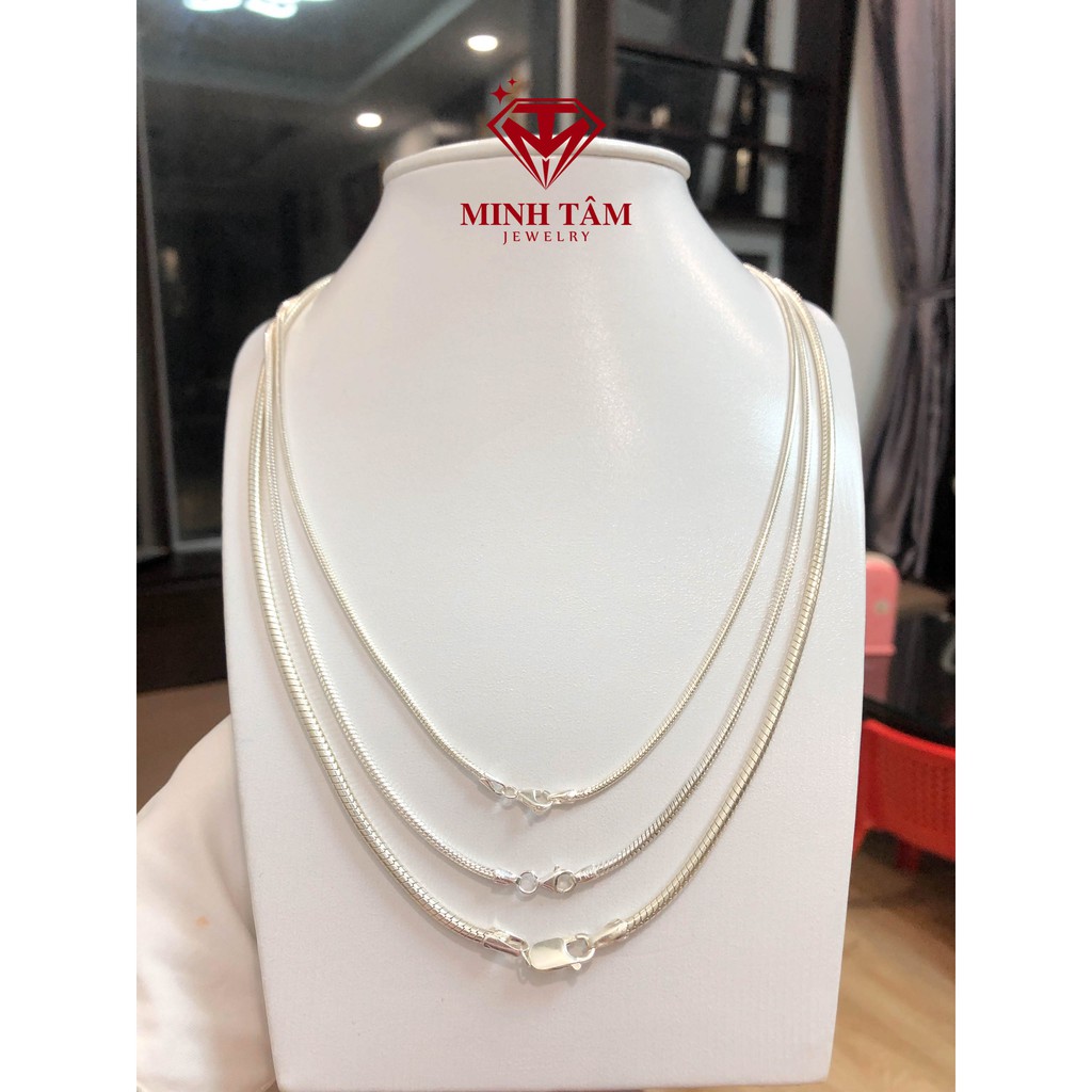 Dây chuyền nam bạc ta,Vòng cổ bạc nam sợi mì trơn bạc ta Minh Tâm Jewelry