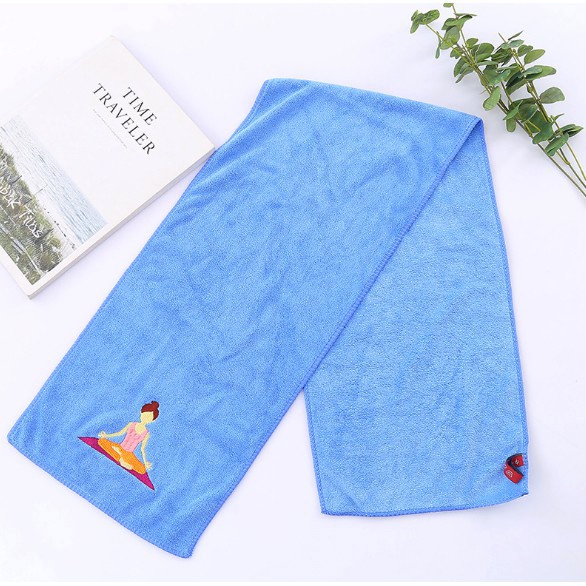 Khăn Cotton thể thao lau thấm mồ hôi thêu họa tiết hình cô gái, hỗ trợ tập Yoga, Gym