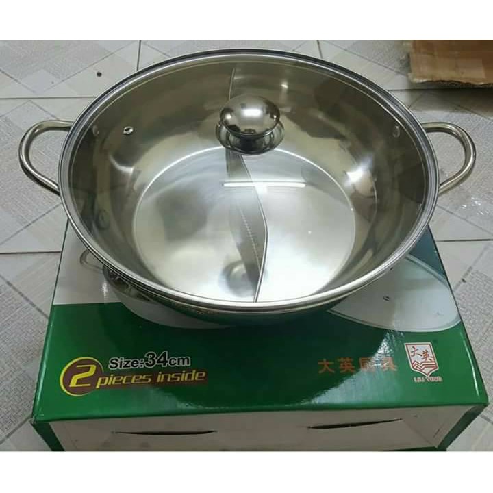 Nồi lẩu 2 ngăn inox size 30cm