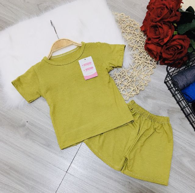 Bộ thun cotton trơn cho bé