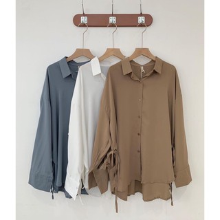 Sơ mi lụa trơn dây rút 2 bên - kèm ảnh thật shop chụp