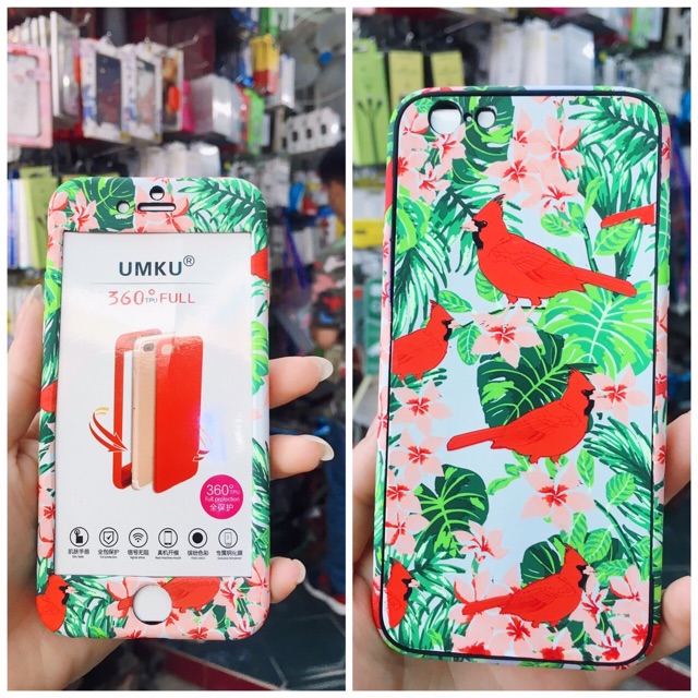 🌟SIÊU ĐẸP 🌟 Ốp umku 2 mặt dẻo in hoa vân sần kèm kính iphone 6 / 6s / 7 /8 plus / 6+/6s+/7+/ 8+