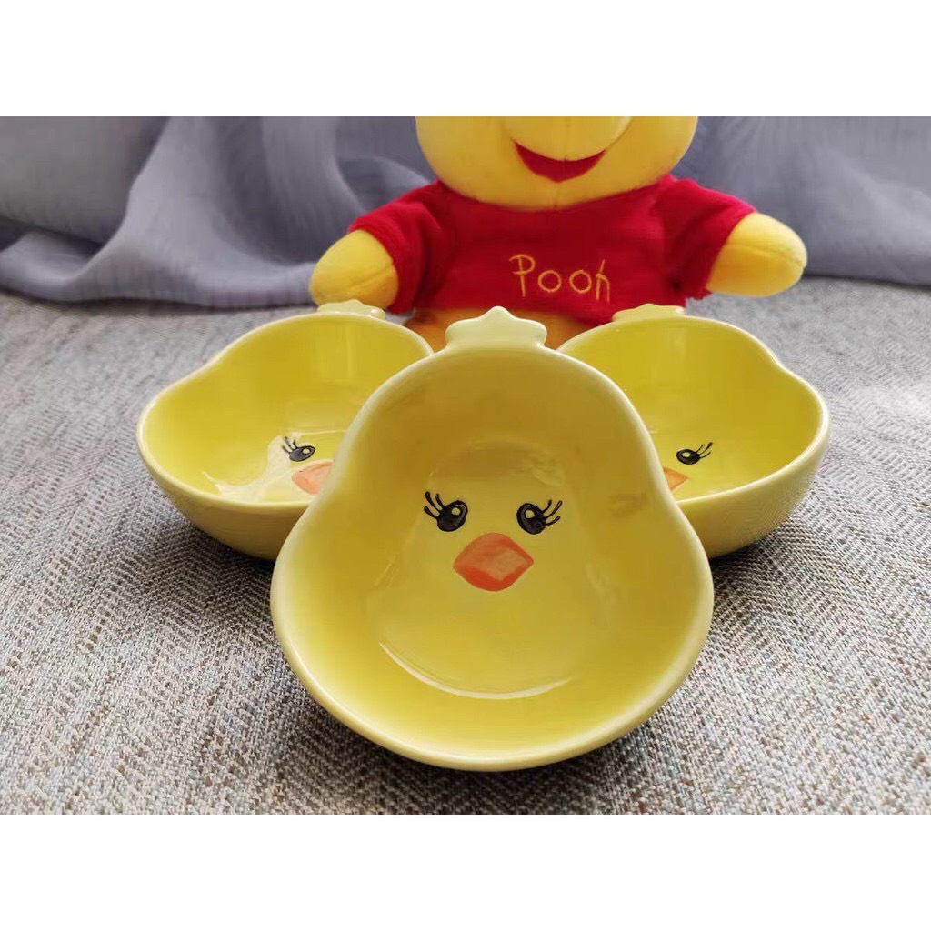 Bát sứ ăn dặm tập ăn hình con gà, con vịt con cho bé.