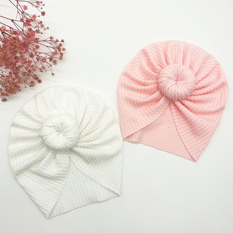 Mũ Beanie Mềm Co Giãn Thắt Nút Cho Bé Gái