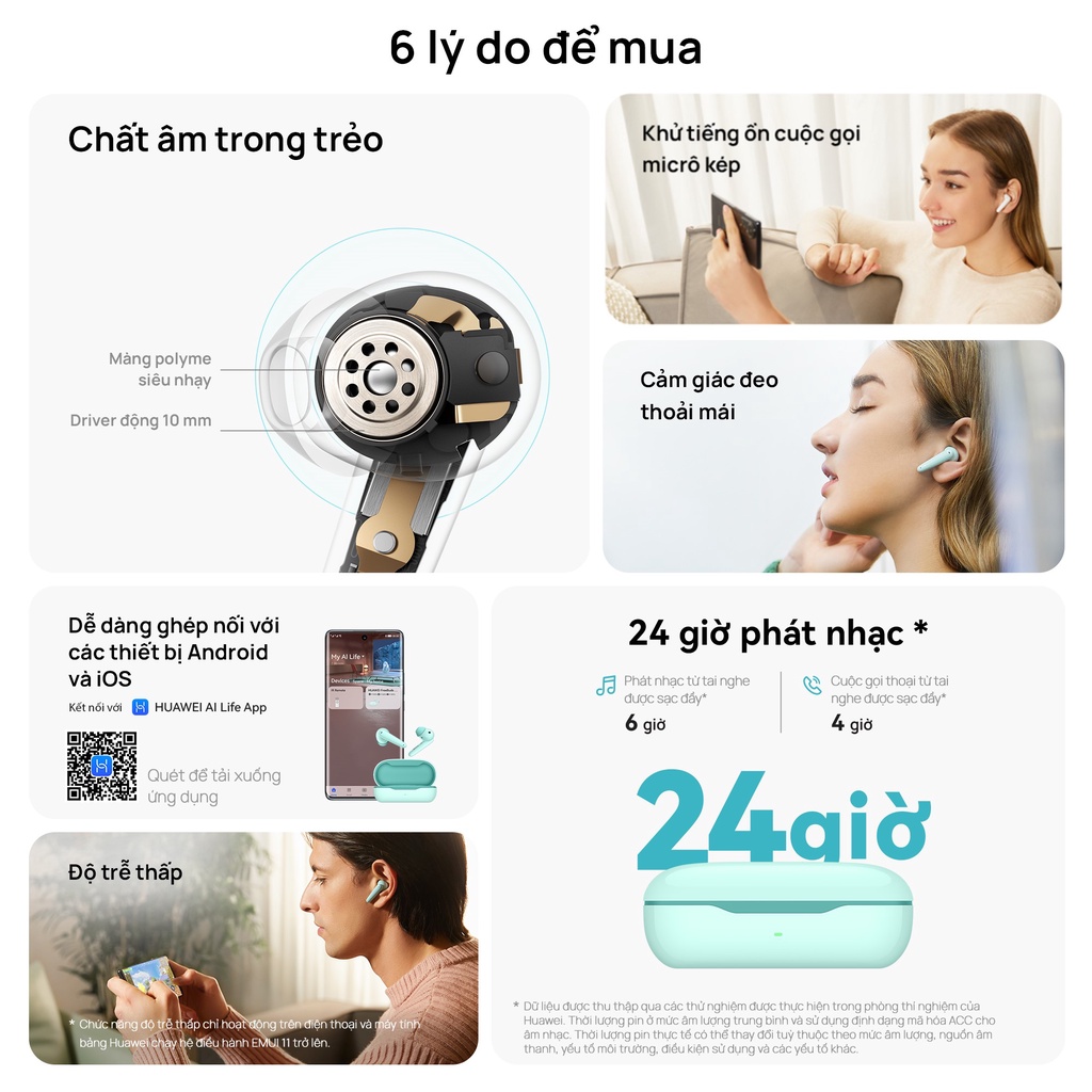 Tai nghe HUAWEI FreeBuds SE | Chất Âm Trong Trẻo | 24 Giờ Phát Nhạc