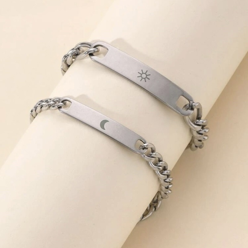 Set 2 Vòng Tay Cặp Đôi Thép Titan Phong Cách Hiphop StreetWear - Vòng tay Hình Mặt Trời Mặt Trăng Đẹp Cá Tính