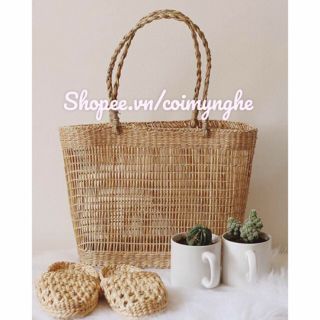 (Kho bán sỉ) Túi cói Vintage