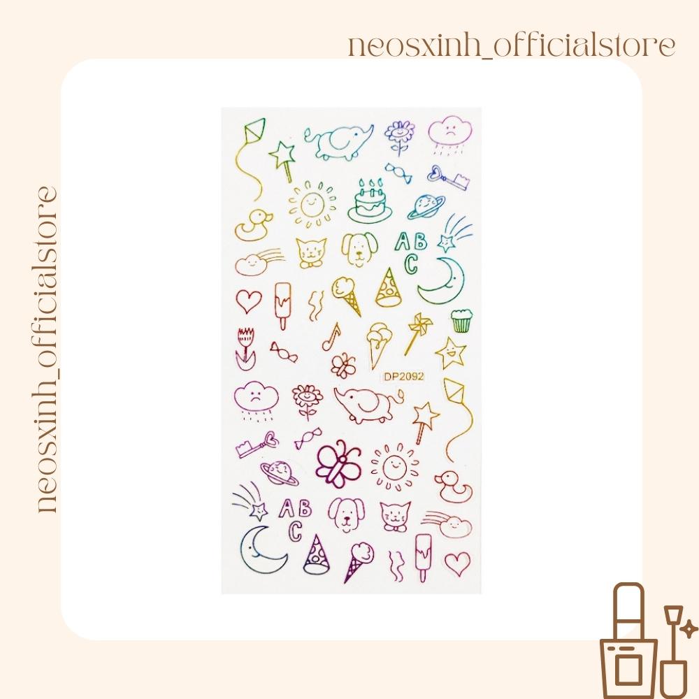 Sticker Dán Móng Tay Mèo Cầu Vòng DP2087-2094 Cute Hot Trend - Hình Dán Móng - Neosxinh Nails