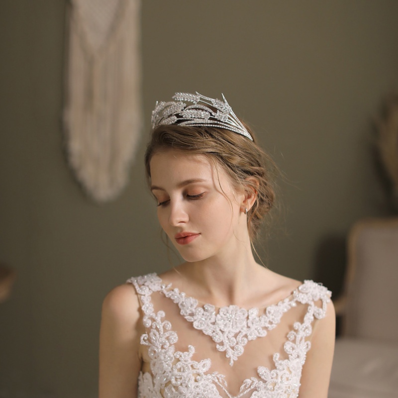 Vương Miện Đính Đá Pha Lê Kim Loại Cao Cấp Thời Trang Dành Cho Cô Dâu