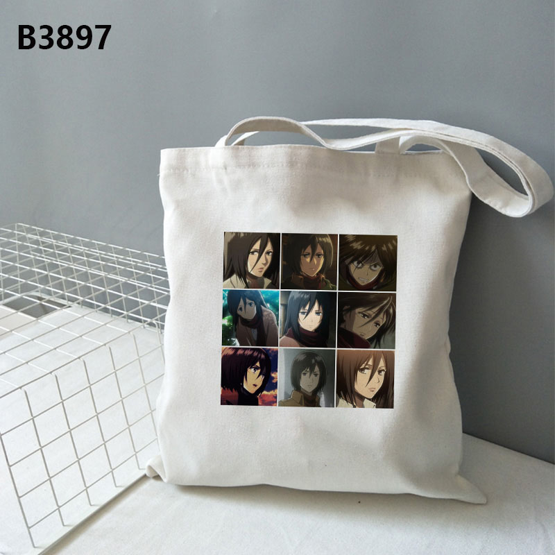 Túi vải canvas in hình nhân vật anime Attack On Titan kích thước 35x38cm