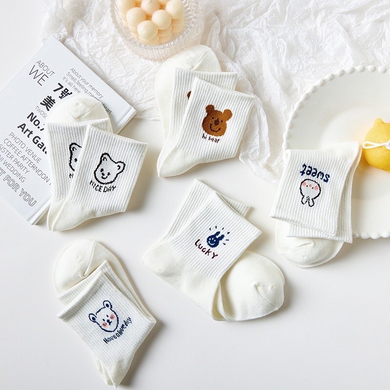 TẤT NỮ VỚ NỮ HOẠ TIẾT GẤU CUTE DỄ THƯƠNG