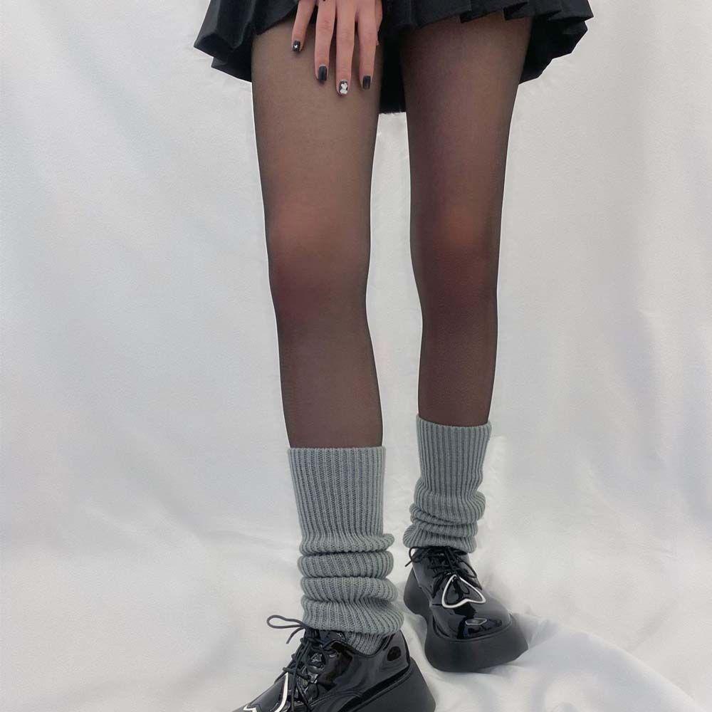 SOMEDAYZL Vỏ Bọc Giữ Ấm Chân Họa Tiết Kẻ Sọc Màu Trơn Phong Cách Lolita Nhật Bản