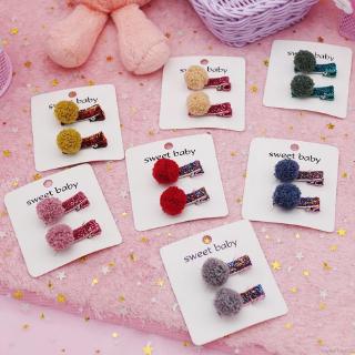 Kids Girls Hair Clips Cute Plush Ball Design Hair Pin Set