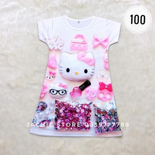 đầm hello kitty hồng 3d có tay