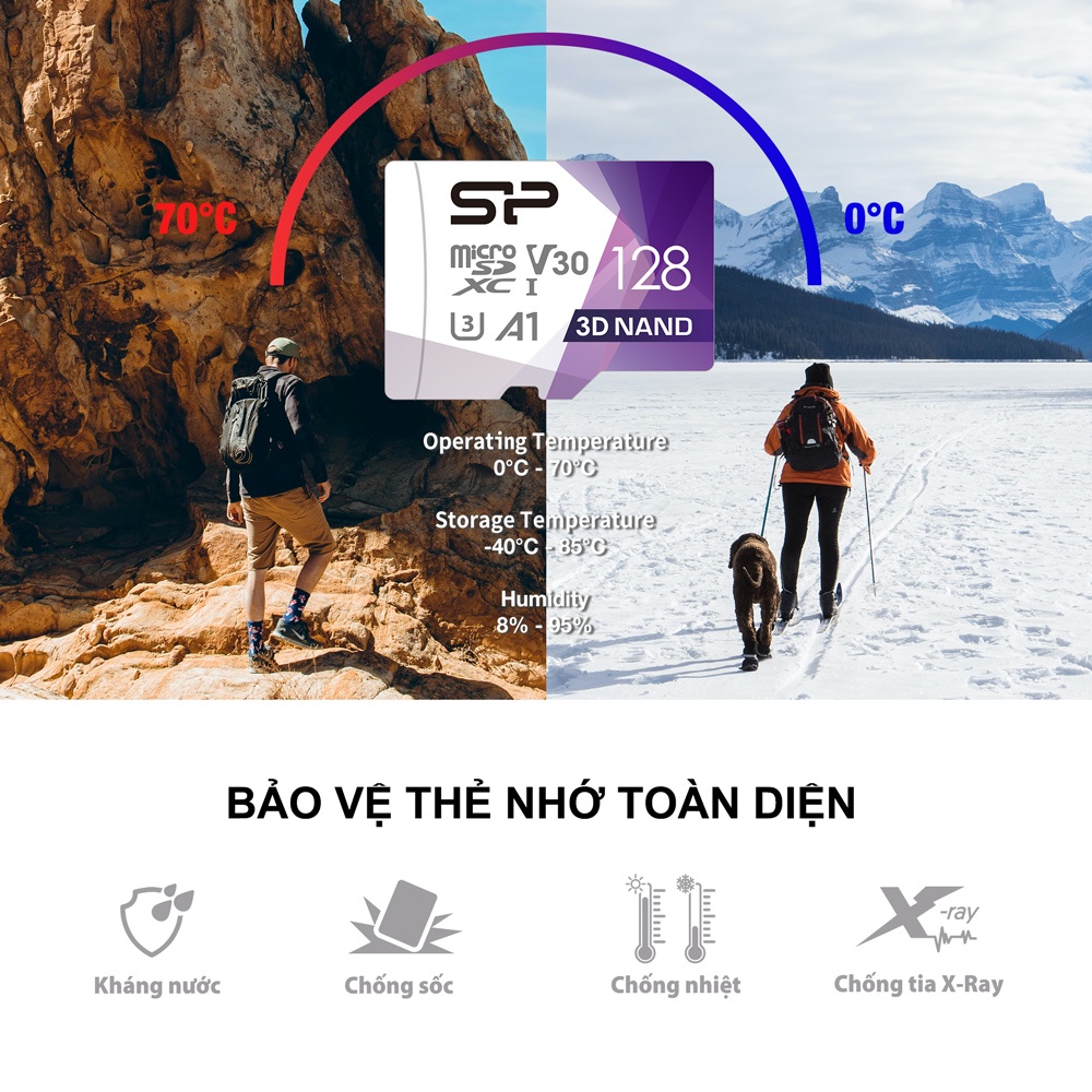 Thẻ nhớ Micro SD 32GB/64GB/128GB Silicon Power tốc độ cao 100MBs Micro SD UHS-I U1/U3 | BH 5n