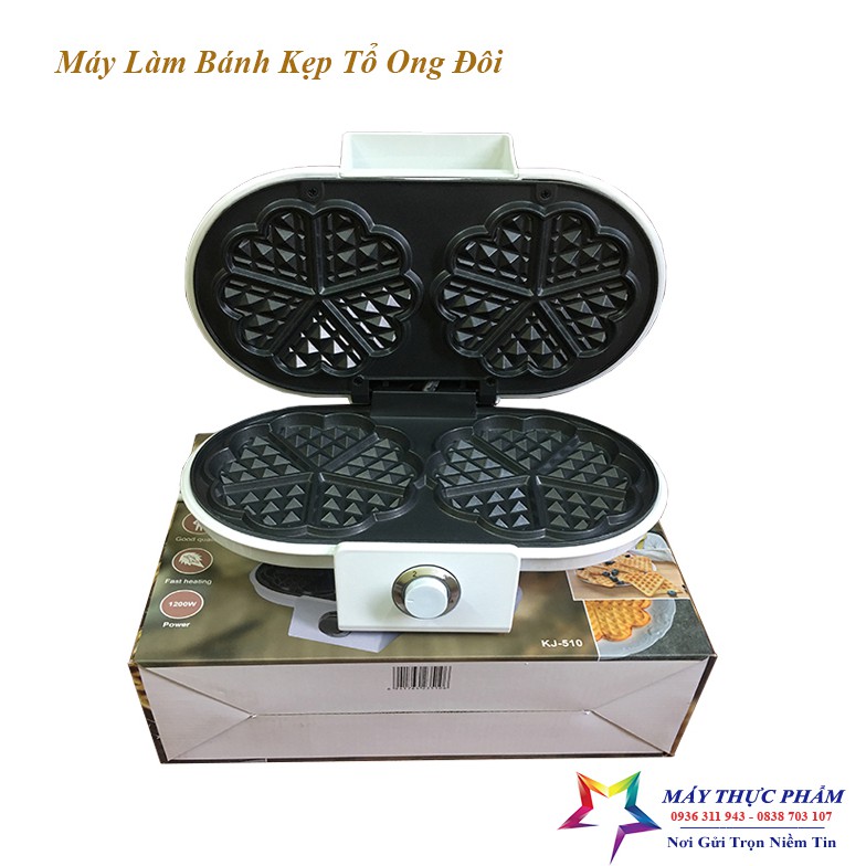 Máy làm bánh Waffle, bánh kẹp tổ ong khuôn Đôi Sokany