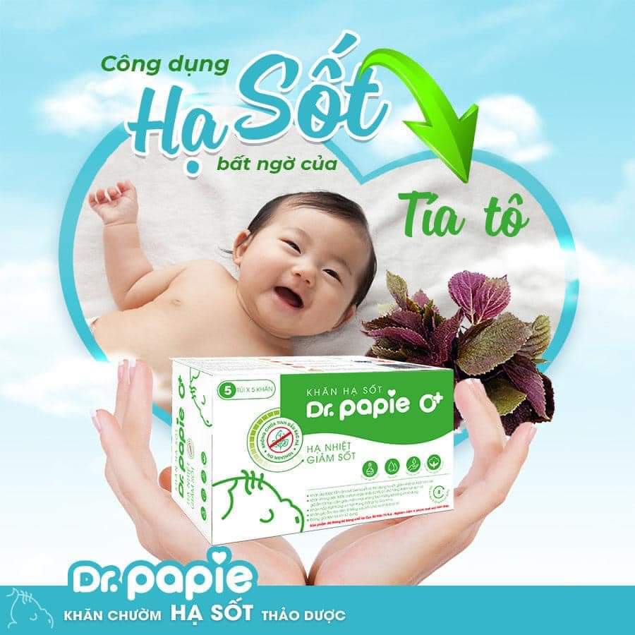 Khăn Lau Hạ Sốt Dr Papie Cho Bé, Hạ Nhiệt Giảm Sốt Hộp 25 Tờ