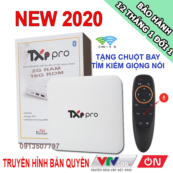 ANDROID TIVI BOX TXP PRO RAM 2G ROM 16G BẢN QUYỀN TIVI TẶNG CHUỘT BAY TÌM KIỀM GIỌNG NÓI