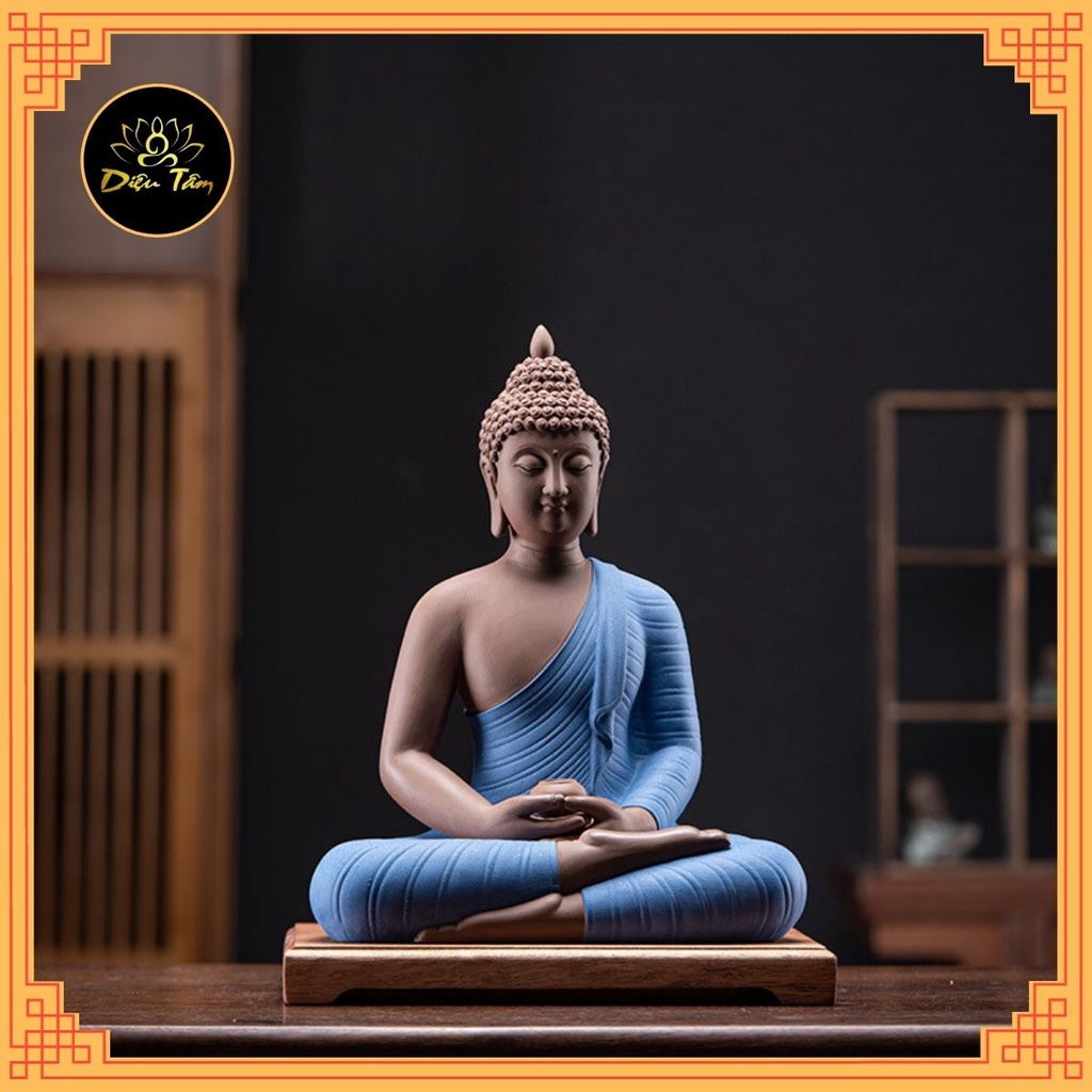 Thác khói trầm hương tượng phật A Di Đà có đèn led xông nụ trầm hương nhang không tăm đồ thờ cúng trang trí bàn trà