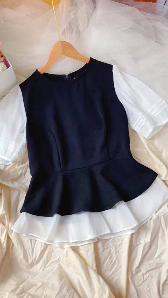 áo peplum kiểu hàn quốc trẻ trung, tôn dáng chất liệu tuyết mưa phôi tơ mềm mịn A38 | BigBuy360 - bigbuy360.vn