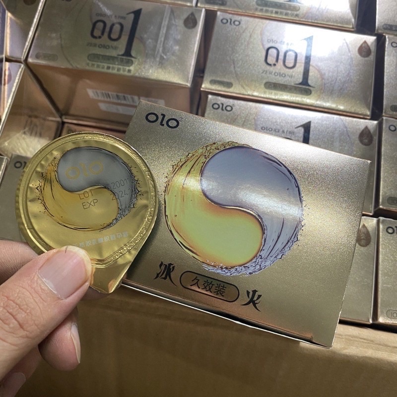 Bao Cao Su OLO 0.01mm Vàng , Siêu Mỏng Tặng Kèm Bi Kéo Dài Thời Gian - Gốc Nước - Hộp 10 Bcs + 1 viên bi