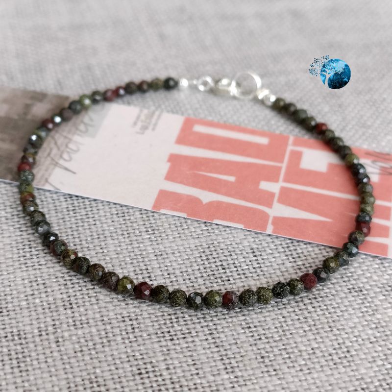 Vòng tay đá dragon blood jasper cắt giác 1.5mm