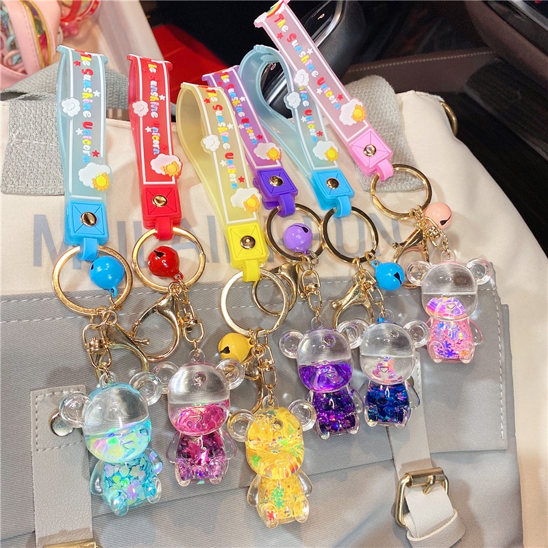 Móc Khóa Hình Bình Dầu Gấu Sáng Tạo Dễ Thương