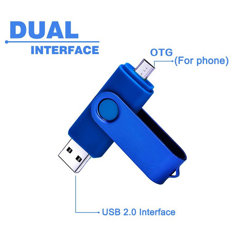 Usb Otg 2 Trong 1 Có Thể Xoay 360 Độ Cho Điện Thoại Android