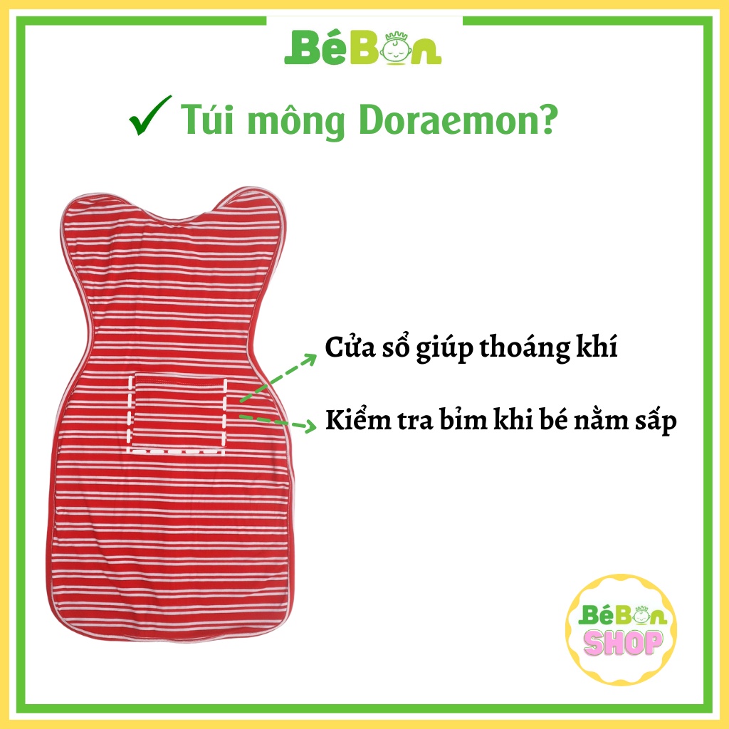 Quấn chũn nhộng chũn cho bé sơ sinh kiểu rộng chân mở tay, kín tay dùng cho giai đoạn cai nhộng ngủ ủ kén cocoon noonon