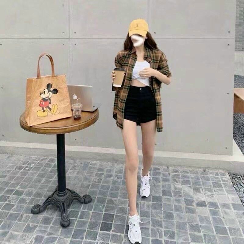 Quần sooc vải trơn 1 khuy ôm body hàng QC