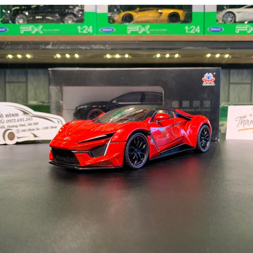 Xe mô hình siêu xe Lykan Hypersport tỉ lệ 1:24 hãng HengTeng màu đỏ