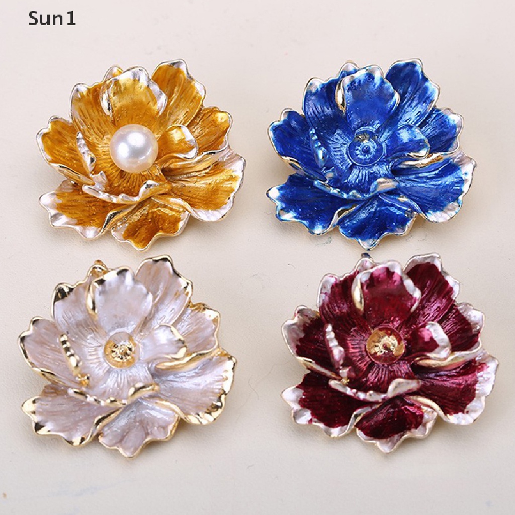 Sun1 &gt; Trâm Cài Áo Đính Đá Zircon Ngọc Trai Hình Hoa Đào Vintage
