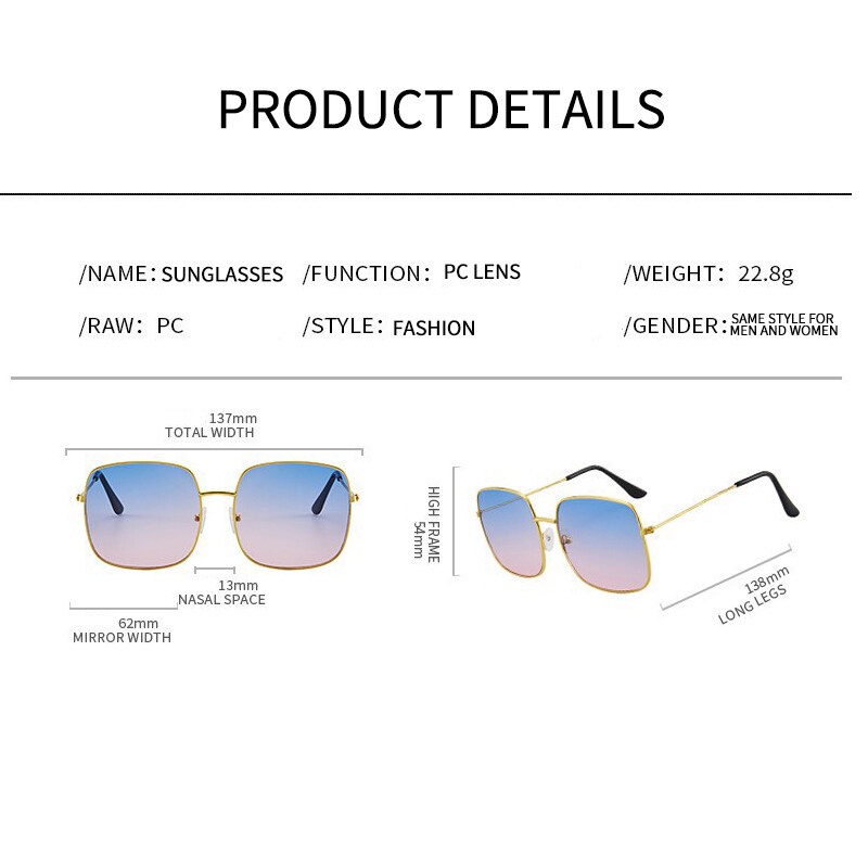 Kính Mát Gọng Vuông Kim Loại Thời Trang