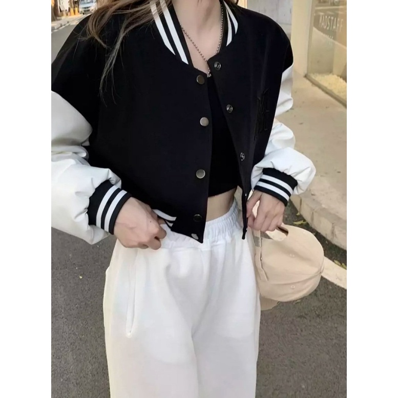 Áo khoác bóng chày form crotop vải nỉ lót bông ❤️ Áo bomber ngắn phong cách Ulzzang [Giá gốc tận xưởng]